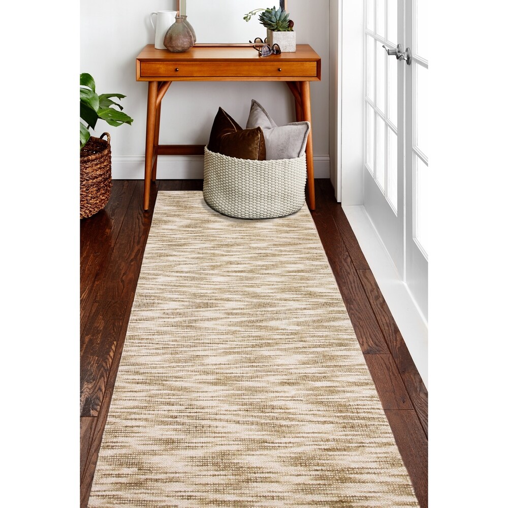 Beige viscose rug