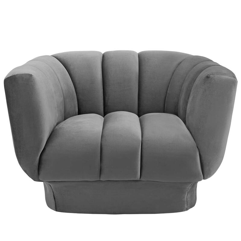 Silver Orchid Burbridge Channel Tufted Performance Velvet Armchair
