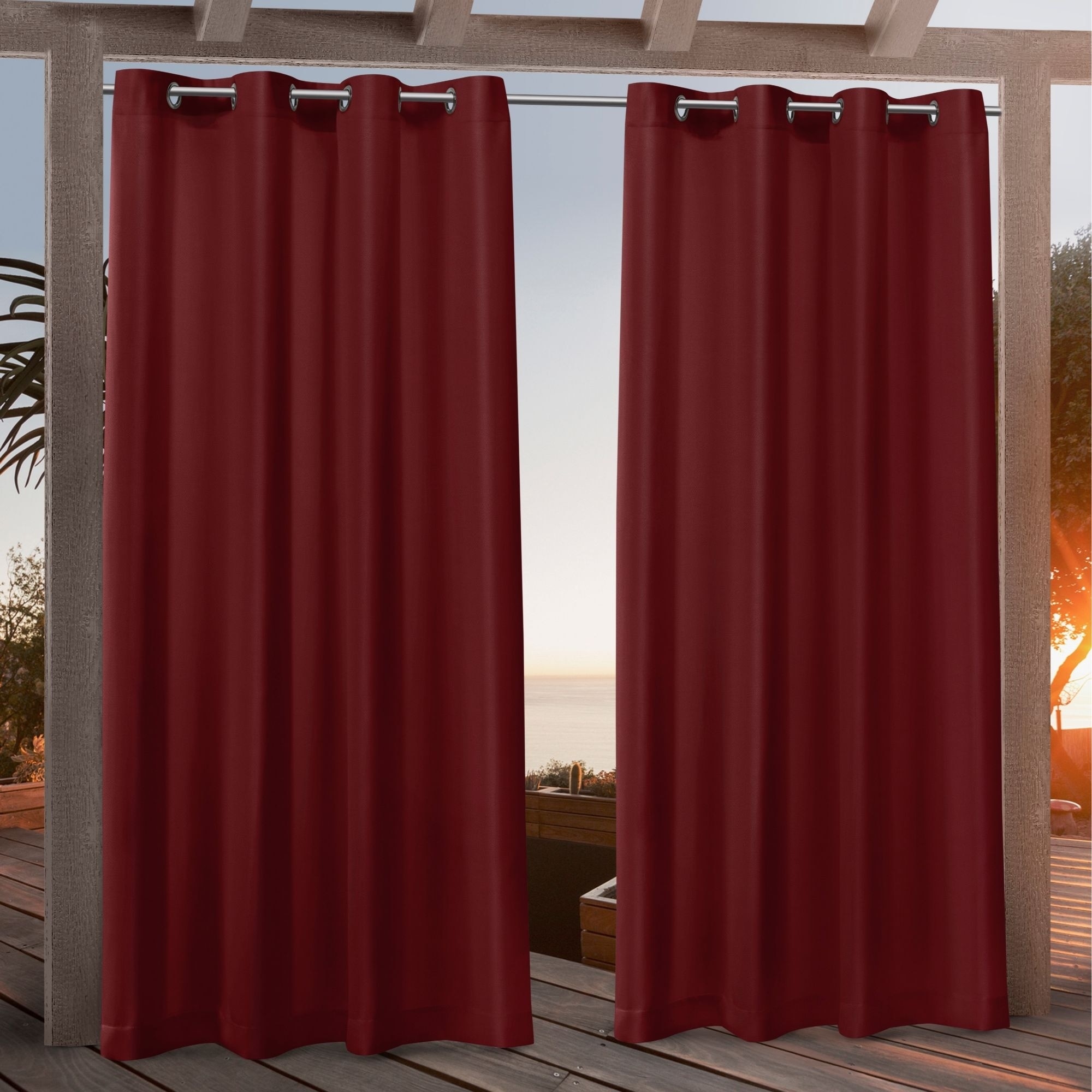 Nicole Miller Canvas Outdoor Grommet Top Curtain Panel Pair Overstock 27596670