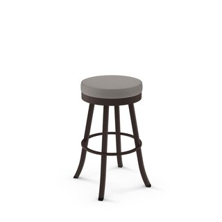 Copper Grove Kostinbrod Backless Swivel Metal Bar Stool (Taupe Grey Faux Leather / Dark Brown Metal - Counter Height - 23-28 in.)