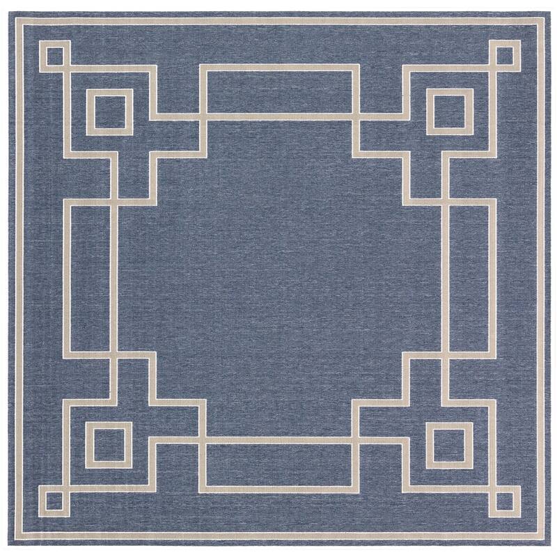 Livabliss Odette Greek Key Border Indoor/ Outdoor Area Rug - 8'9" Square - Navy