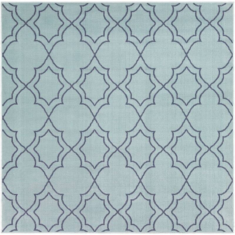 Livabliss Natasha Indoor/ Outdoor Transitional Trellis Area Rug - 8'9" Square - Aqua