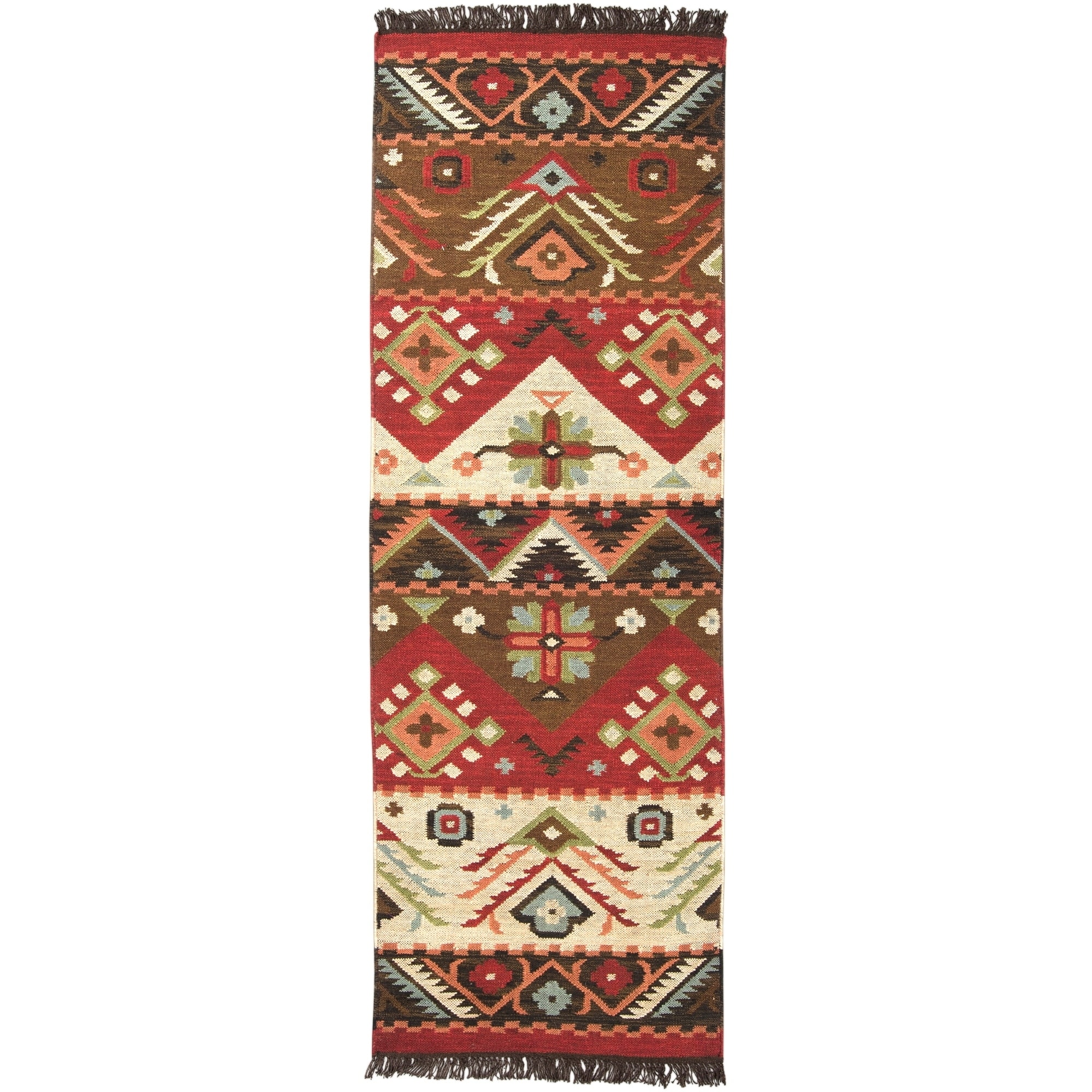 Shop Hand Woven Southwestern Aztec Santa Fe Wool Flatweave Area