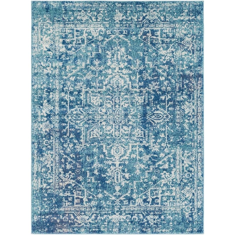 Artistic Weavers Esther Vintage Traditional Area Rug - 6'7" x 9' - Blue/Ivory