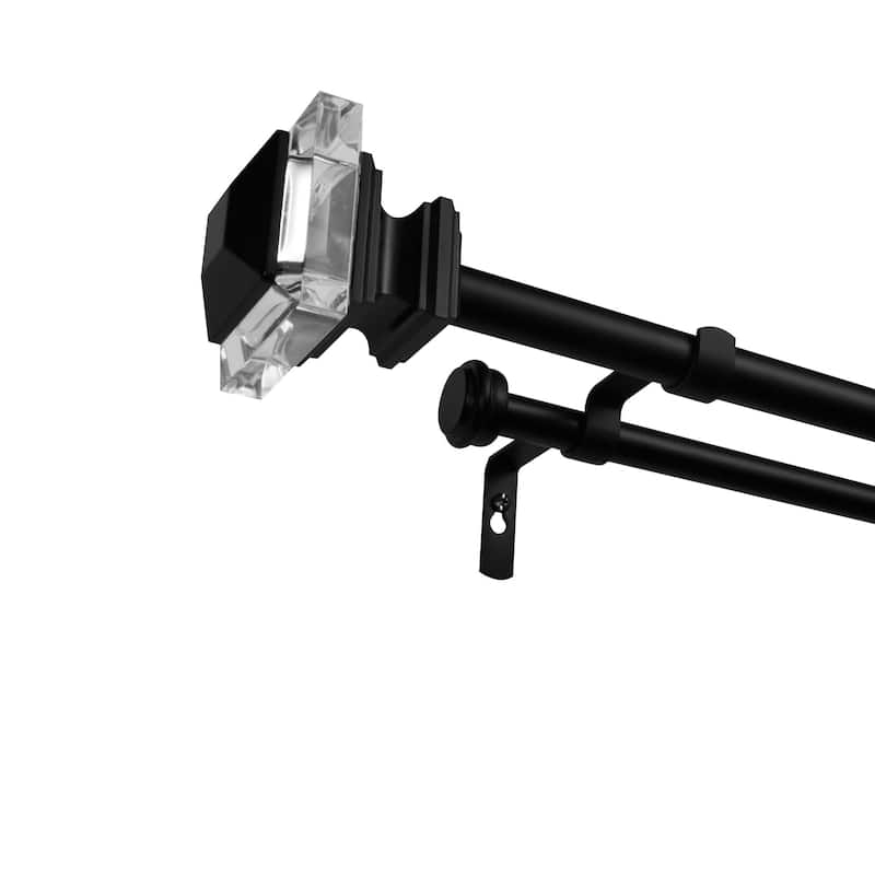 ATI Home Prism Double Curtain Rod and Finial Set - 36-72 - Matte Black