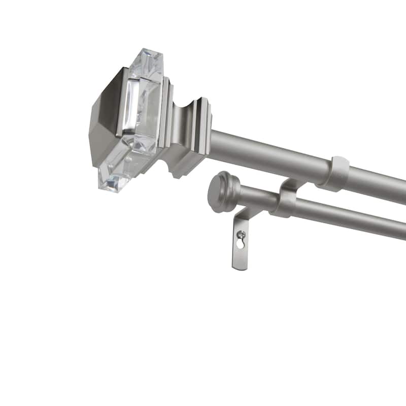 ATI Home Prism Double Curtain Rod and Finial Set - 36-72 - Matte Silver