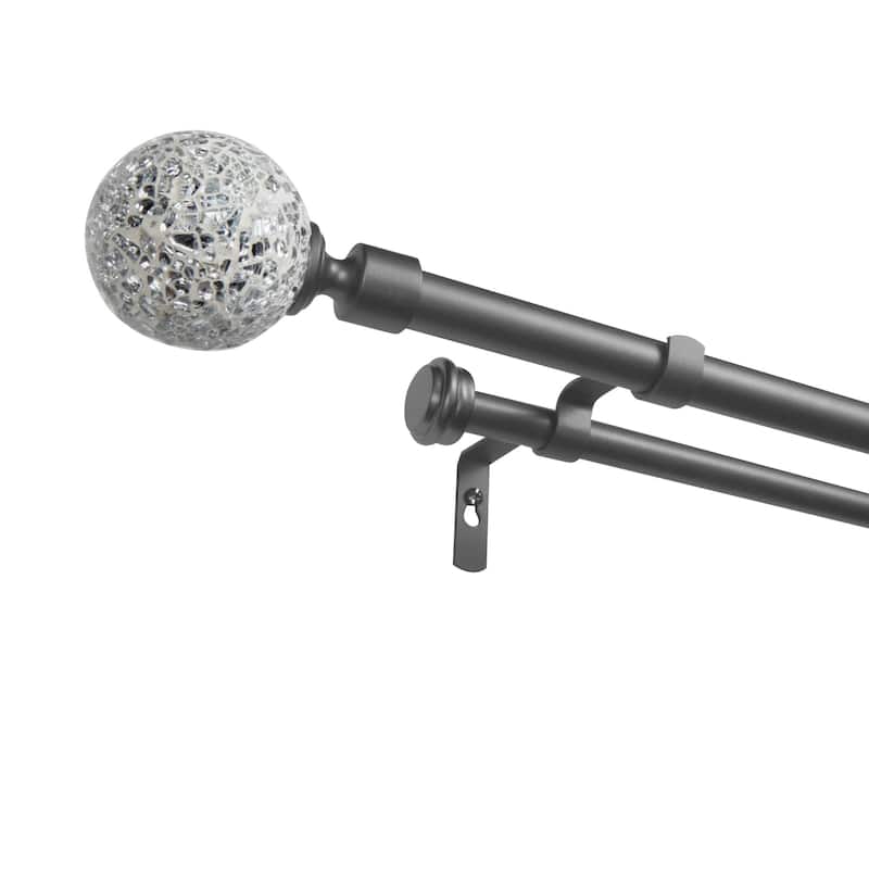 ATI Home Mosaic Double Curtain Rod and Finial Set - 36-72 - Gunmetal