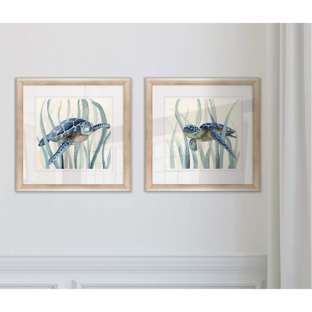  Turtle in Seagrass I -Framed Set