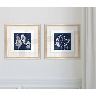 'Cyanotype Botanical I' Framed Wall Art (Set of 2)