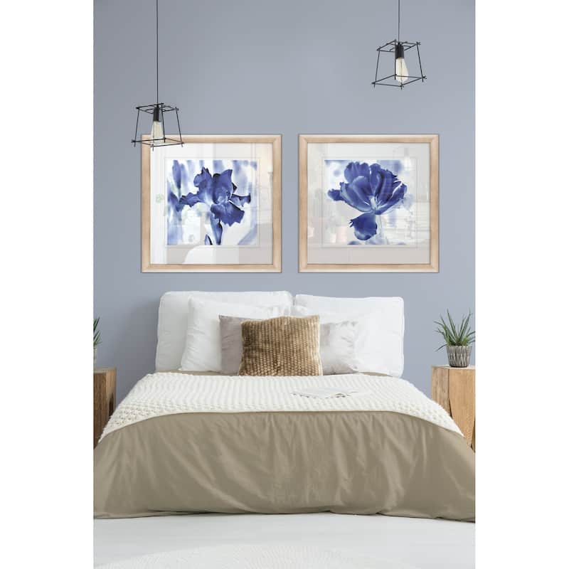 'Blue Ice Iris' Framed Wall Art (Set of 2)