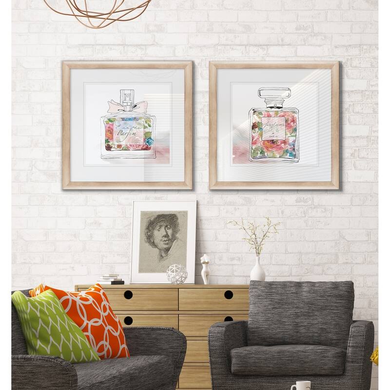 Wexford Home 'Chic Flower Perfume I' Framed Prints (Set of 2)