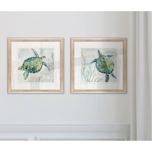 Shop Wexford Home Seaglass Turtle Framed Wall Art Set Of 2 Overstock 27599335