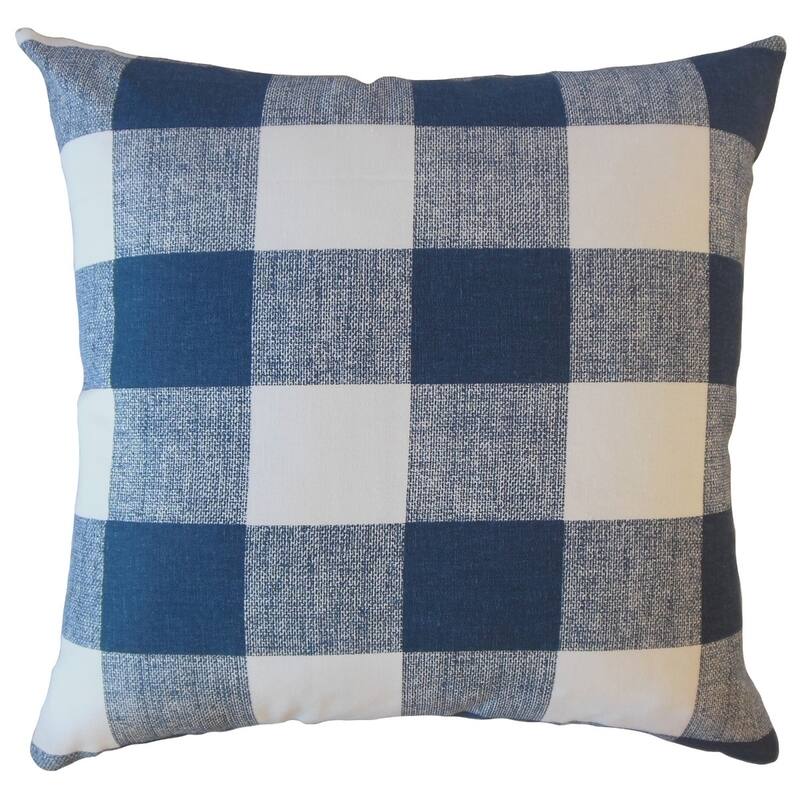 The Pillow Collection Oormi Plaid Decorative Throw Pillow - 20 x 20 - Navy