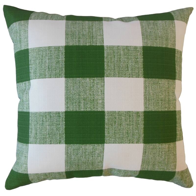 The Pillow Collection Oormi Plaid Decorative Throw Pillow - 18 x 18 - Green