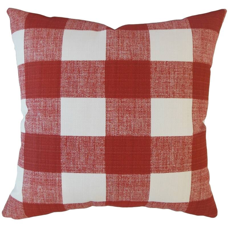 The Pillow Collection Oormi Plaid Decorative Throw Pillow - 20 x 20 - Red