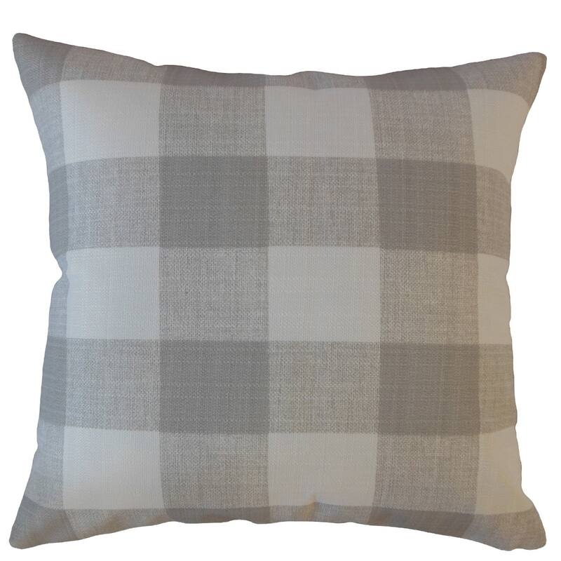 The Pillow Collection Oormi Plaid Decorative Throw Pillow - 22 x 22 - Grey