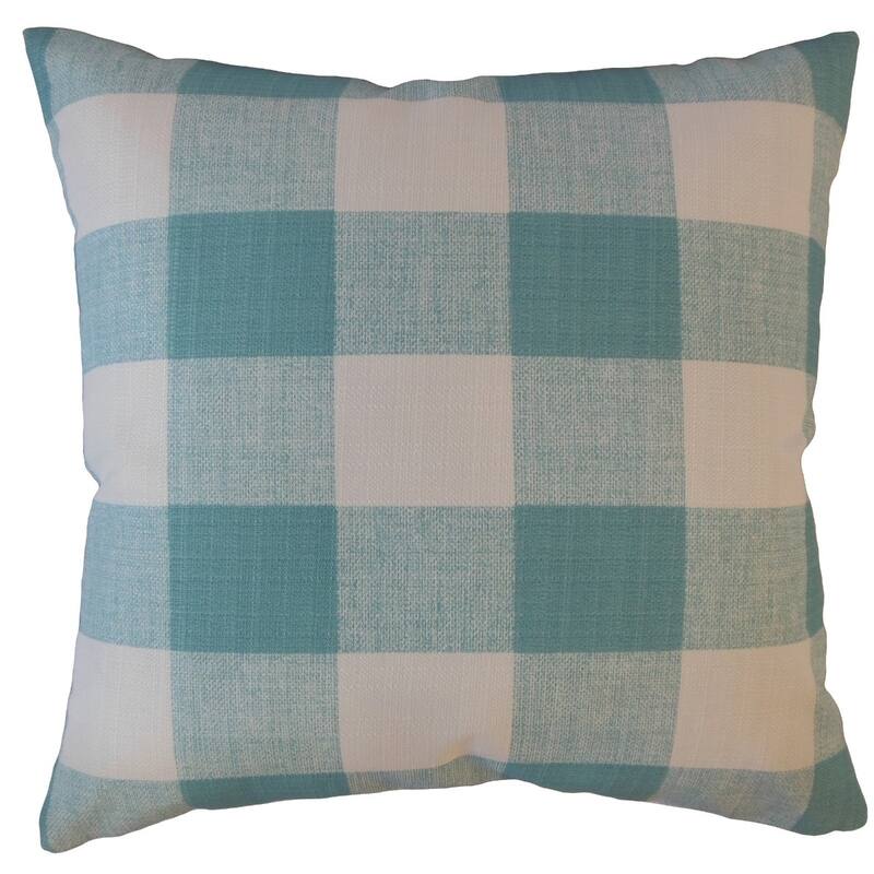 The Pillow Collection Oormi Plaid Decorative Throw Pillow - Euro Square - Aqua