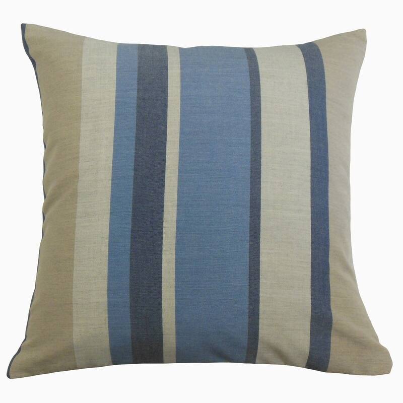 The Pillow Collection Scotlyn Striped Decorative Throw Pillow - 12 x 18 - Navy
