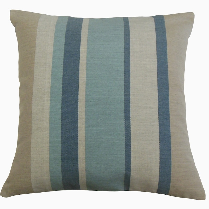 The Pillow Collection Scotlyn Striped Decorative Throw Pillow - Euro Square - Blue