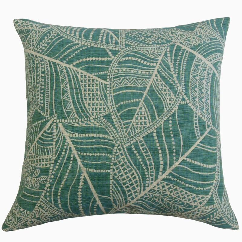 The Pillow Collection Zandophen Floral Decorative Throw Pillow - 24 x 24 - Blue