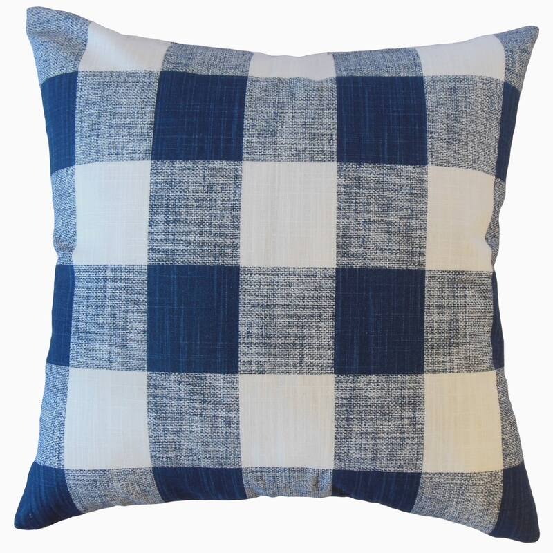 The Pillow Collection Jaspen Plaid Decorative Throw Pillow - Euro Square - Navy