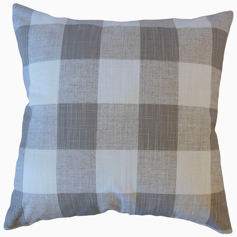 The Pillow Collection Jaspen Plaid Decorative Throw Pillow - 22 x 22 - Taupe