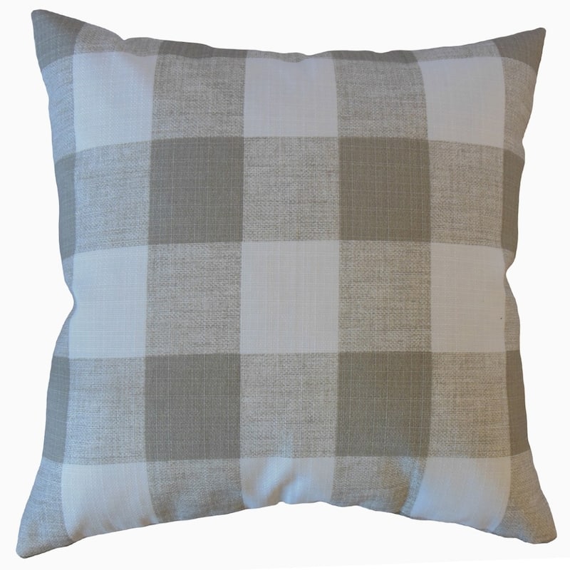 The Pillow Collection Jaspen Plaid Decorative Throw Pillow - Euro Square - Tan