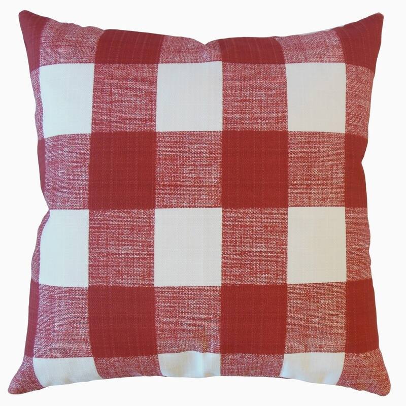 The Pillow Collection Jaspen Plaid Decorative Throw Pillow - 20 x 20 - Sangria