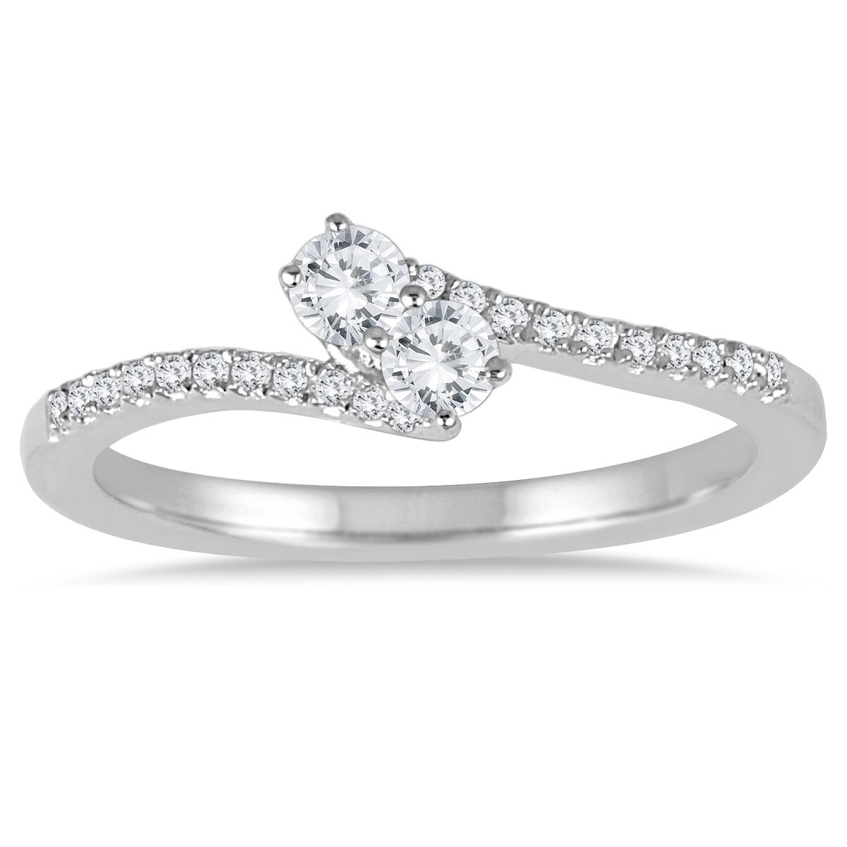 Shop 1 4 Carat Tw Two Stone Diamond Ring In 10k White Gold K L Color I2 I3 Clarity On Sale Overstock 27599430