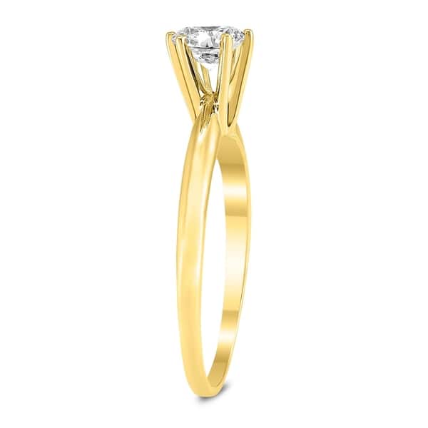 3//8 Carat Round Diamond Solitaire Ring in 14K Yellow Gold