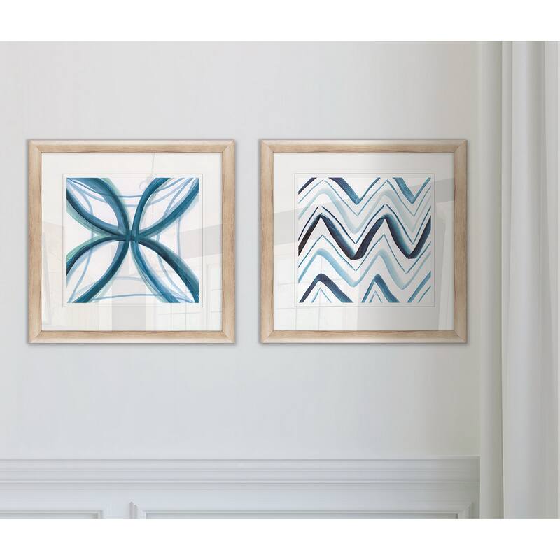 'Bold Blue I' - Framed Wall Art (Set of 2)