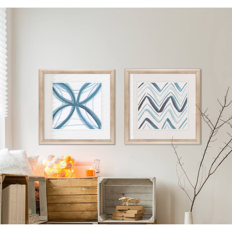 'Bold Blue I' - Framed Wall Art (Set of 2)