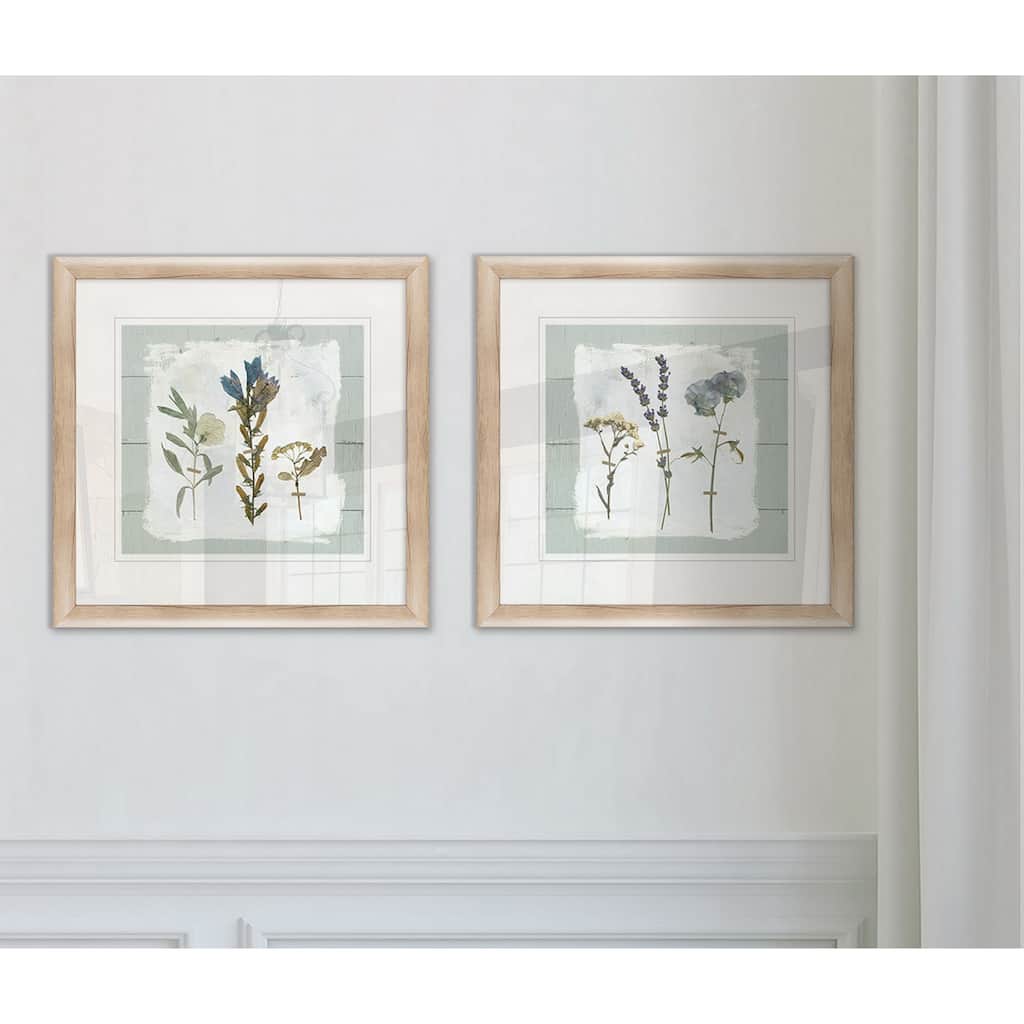 Pressed Flowers on Shiplap I -Framed Set