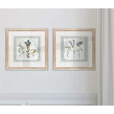 Pressed Flowers on Shiplap I -Framed Set