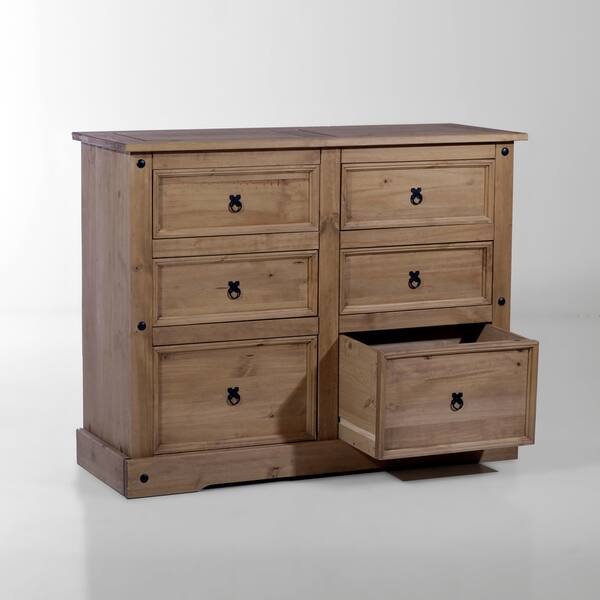 Madison 6 Drawer Horizontal Solid Brown Wood Dresser Chest Overstock 27599712