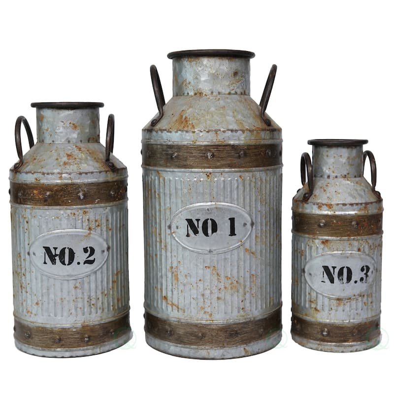Galvanized Metal Rustic Milk Can