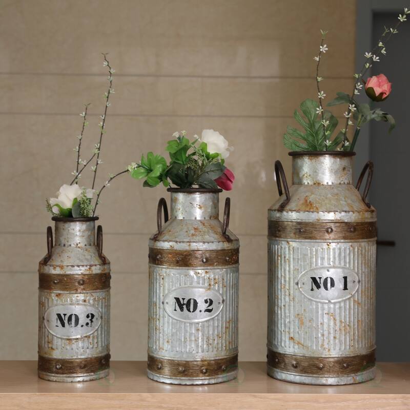 Galvanized Metal Rustic Milk Can