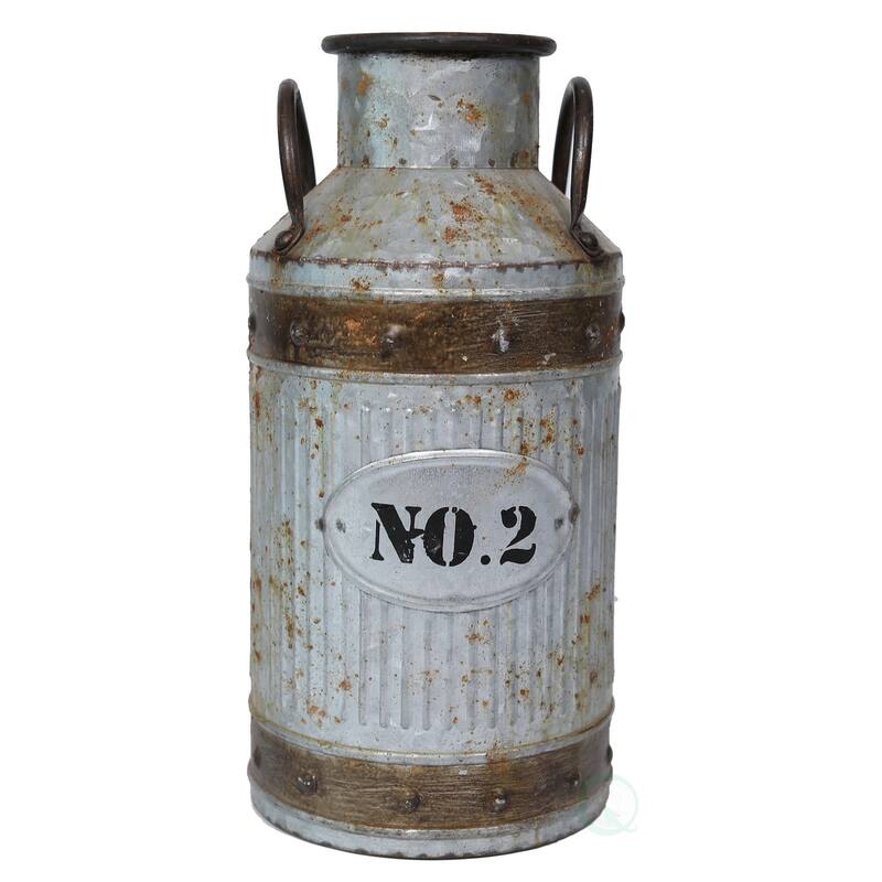 Galvanized Metal Rustic Milk Can - Medium