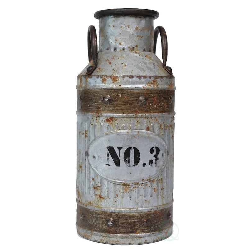 Galvanized Metal Rustic Milk Can - Small