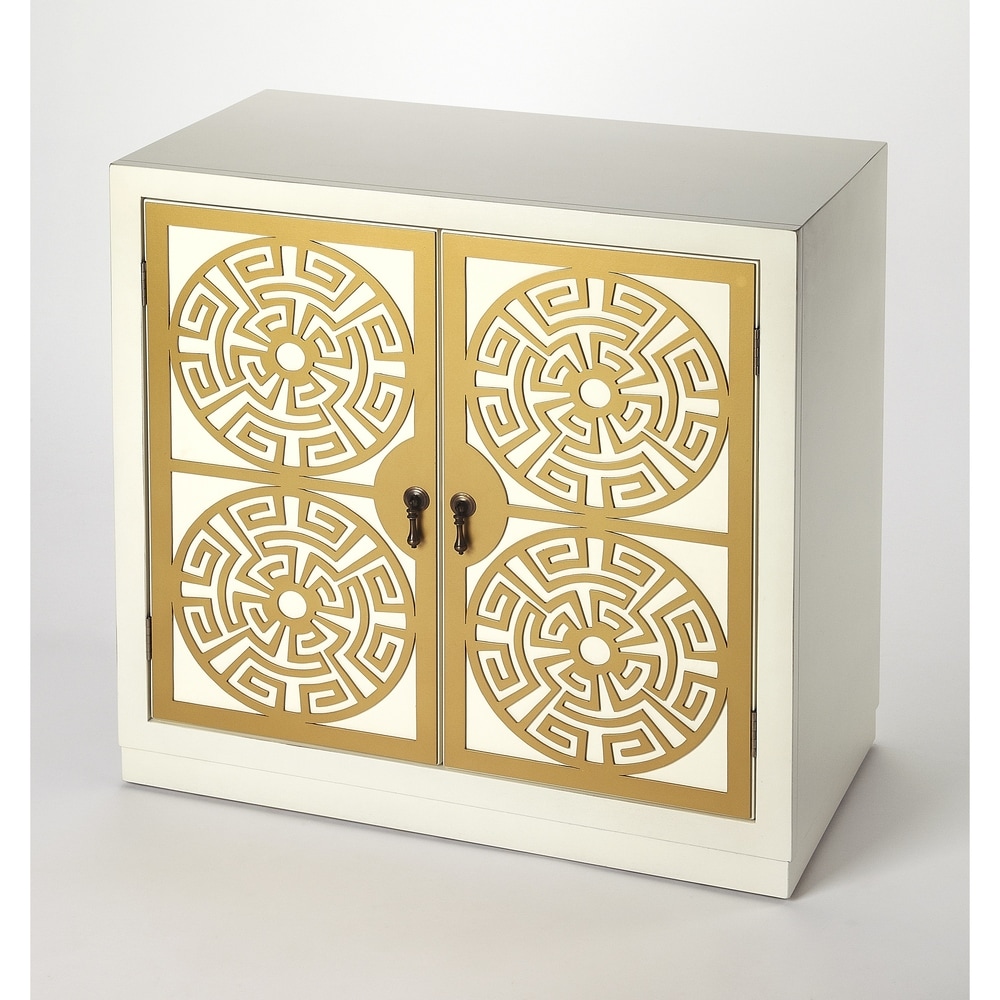 Butler Handmade  Kiku Gold and White Accent Cabinet (Indonesia) (Multi-Color)
