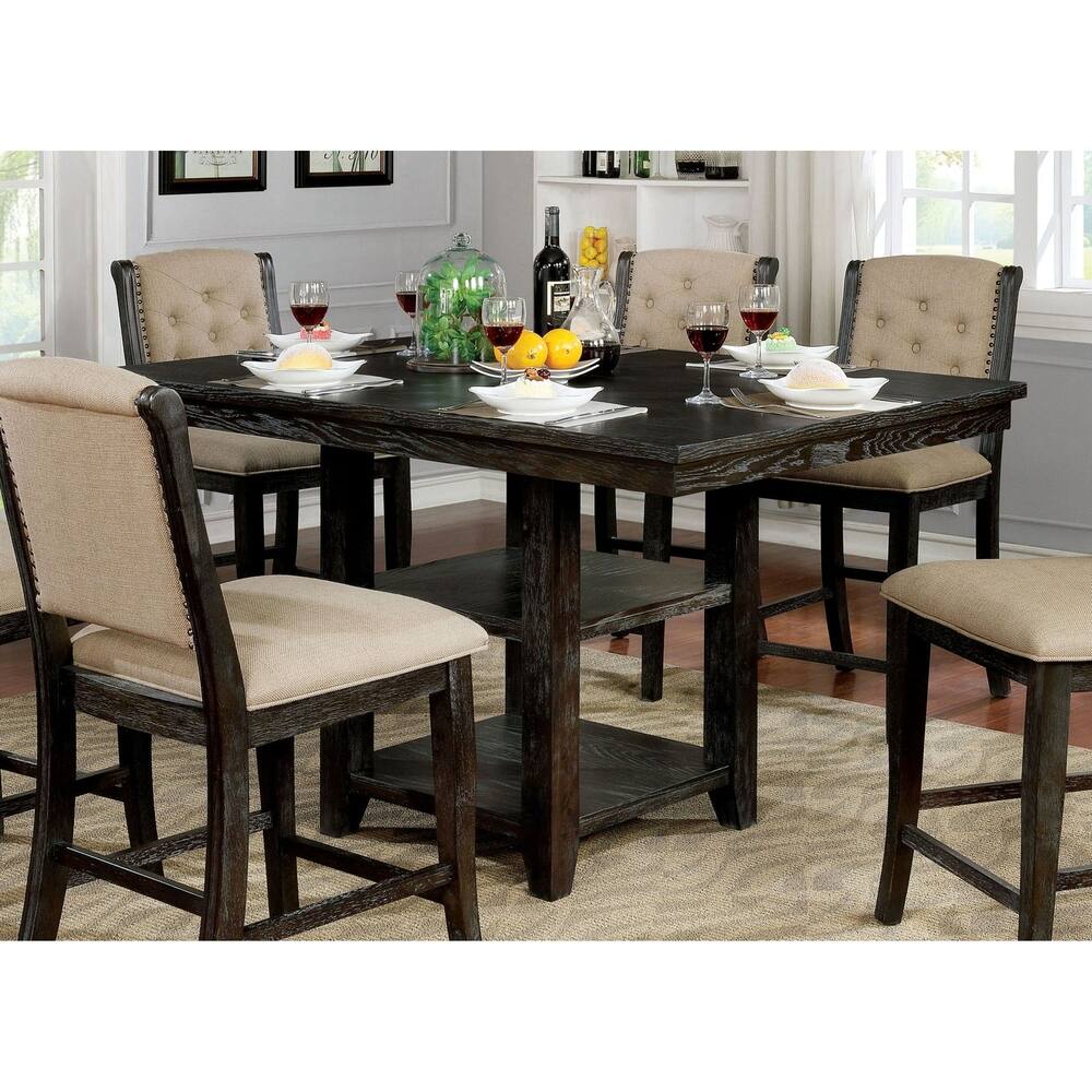 Furniture of America Kareli Dark Walnut 60-inch Counter Height Table