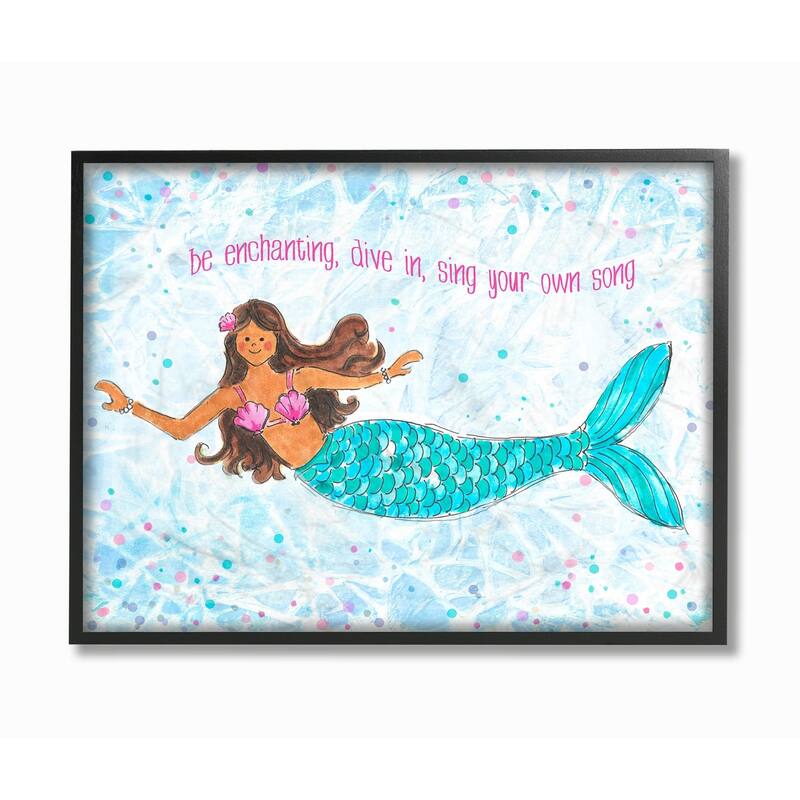 Stupell Be Enchanting Blue and Pink Swimming Mermaid Framed Art, 11 x 14, Design By Artist Reesa Qualia - 24 x 30