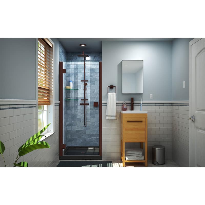 DreamLine Lumen 32 in. D x 42 in. W by 74 3/4 in. H Hinged Shower Door and Base Kit - 32" x 42"