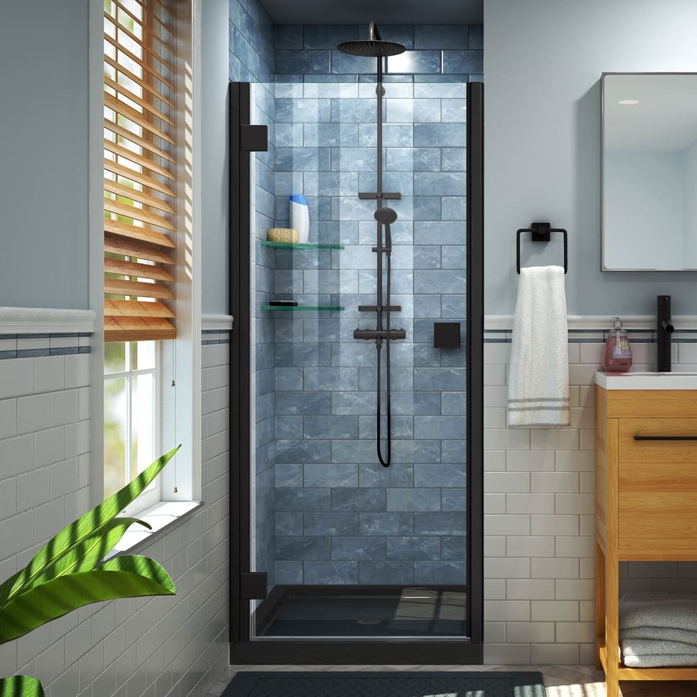 DreamLine Lumen 32 in. D x 42 in. W by 74 3/4 in. H Hinged Shower Door and Base Kit - 32" x 42"