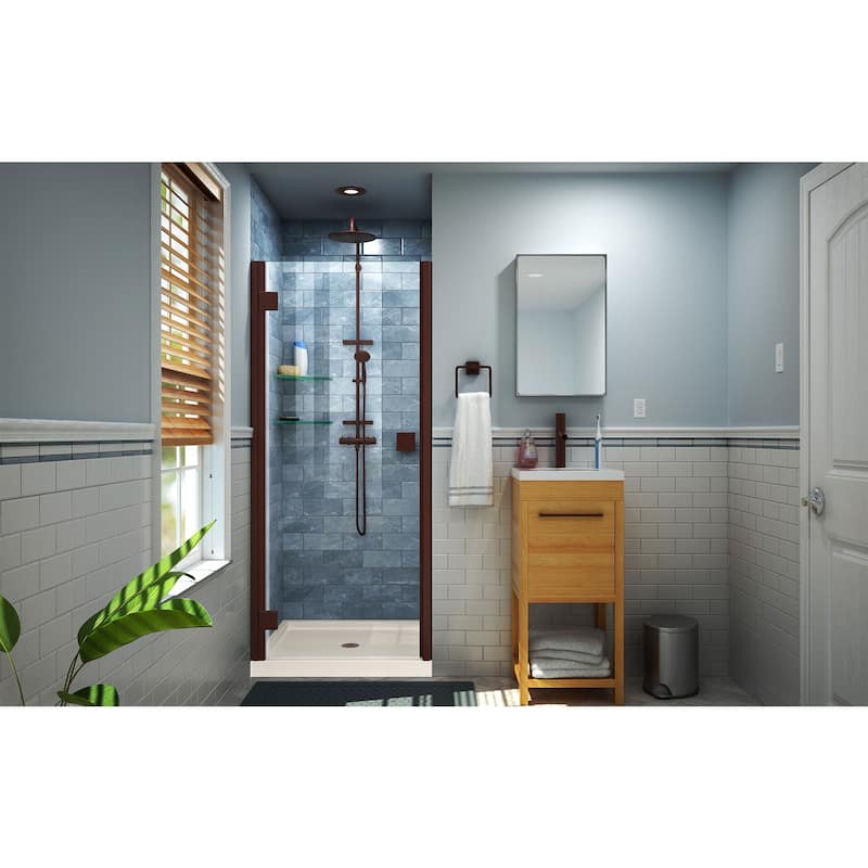 DreamLine Lumen 32 in. D x 42 in. W by 74 3/4 in. H Hinged Shower Door and Base Kit - 32" x 42"