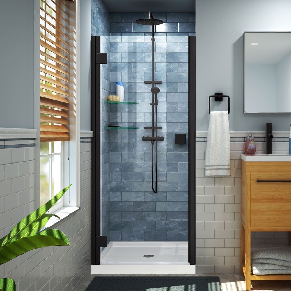 DreamLine Lumen 32 in. D x 42 in. W by 74 3/4 in. H Hinged Shower Door and Base Kit - 32" x 42"