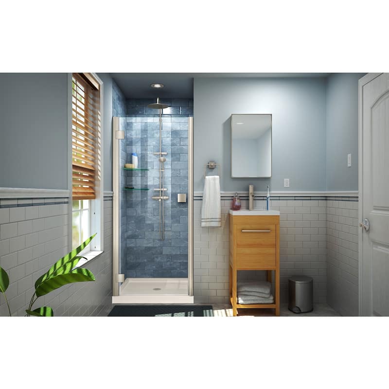 DreamLine Lumen 32 in. D x 42 in. W by 74 3/4 in. H Hinged Shower Door and Base Kit - 32" x 42"