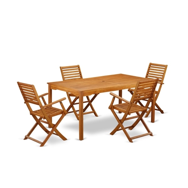 CMBS5CANA This 5 Piece Acacia Hardwood Outside patio Sets includes an outdoor table and four chairs