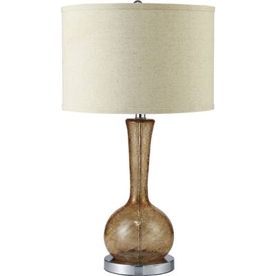 Homer Contemporary Amber Glass On-Off Switch Table Lamp by The Curated Nomad