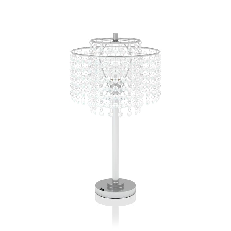 Nissen Glam Chrome Metal Chain Light Switch Table Lamp by Silver Orchid
